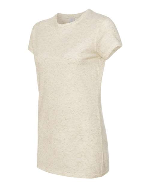 J. America 8138 Women’s Glitter T-Shirt - Pearl/ Gold - side