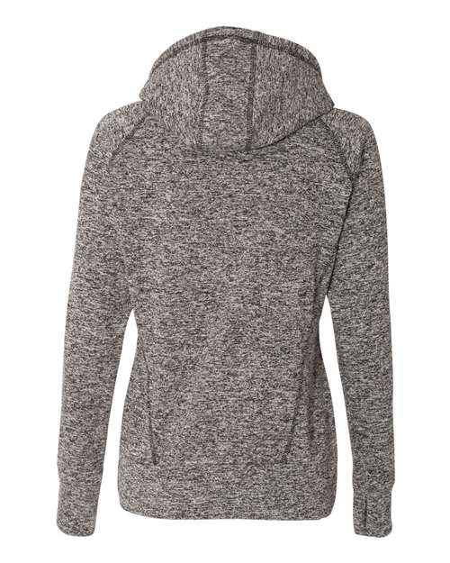 J. America 8616 Women’s Cosmic Fleece Hooded Sweatshirt - Charcoal Fleck/ Black - back