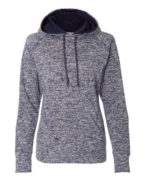 J. America 8616 Women’s Cosmic Fleece Hooded Sweatshirt - Navy Fleck/ Navy - front