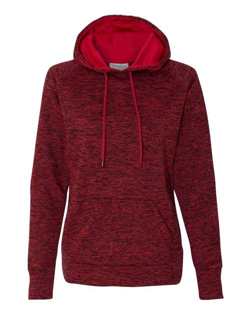J. America 8616 Women’s Cosmic Fleece Hooded Sweatshirt - Red Fleck/ Red - front