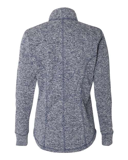 J. America 8617 Women's Cosmic Fleece Quarter-Zip Pullover - Navy Fleck/ Navy - back