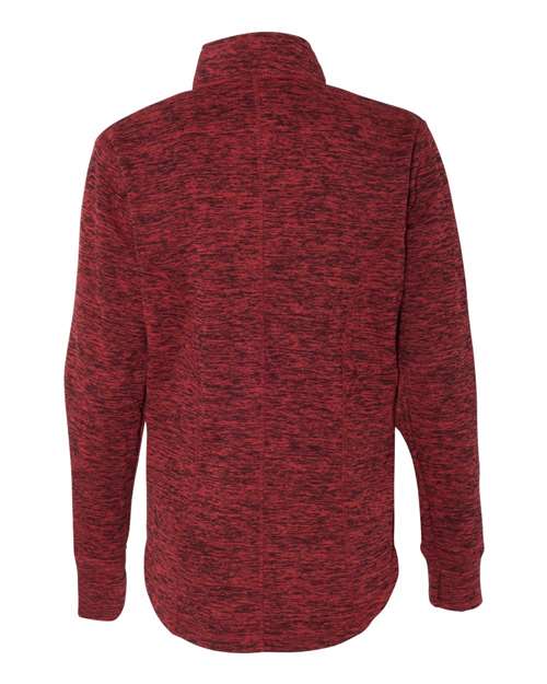 J. America 8617 Women's Cosmic Fleece Quarter-Zip Pullover - Red Fleck/ Black - back