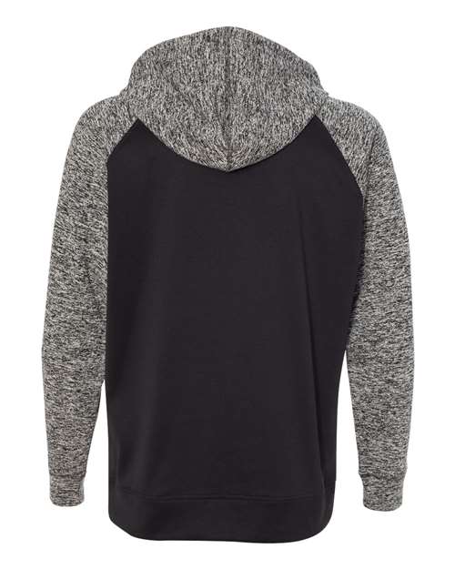 J. America 8612 Men's Colorblocked Cosmic Fleece Hooded Sweatshirt - Black/ Charcoal Fleck - back