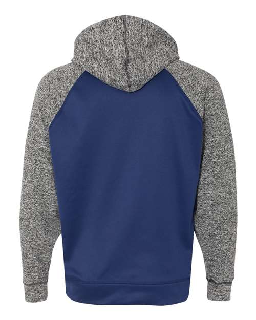 J. America 8612 Men's Colorblocked Cosmic Fleece Hooded Sweatshirt - Navy/ Charcoal Fleck - back