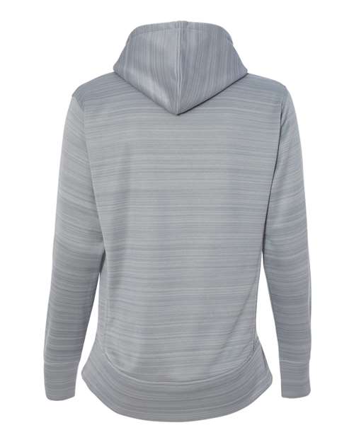 J. America 8662 Women's Odyssey Striped Performance Fleece Lapover Hooded Sweatshirt - Quarry - back