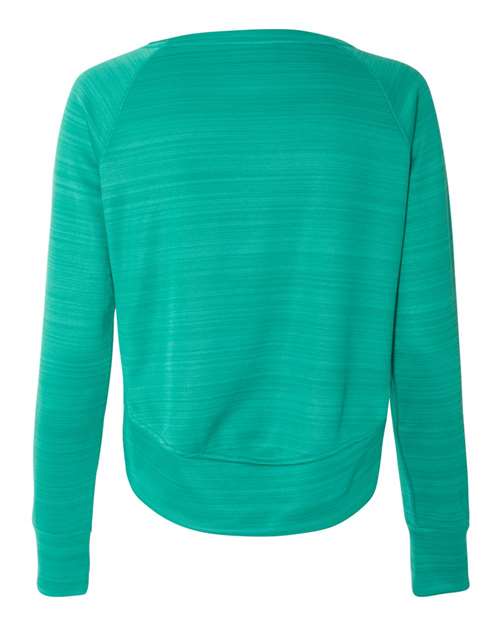 J. America 8663 Women's Odyssey Striped Performance Fleece Hi-Low Crewneck Sweatshirt - Dynasty Green Stripe - back