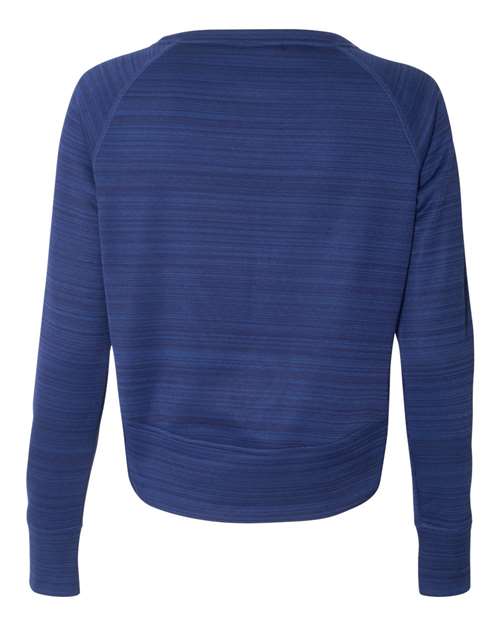 J. America 8663 Women's Odyssey Striped Performance Fleece Hi-Low Crewneck Sweatshirt - Sapphire - back