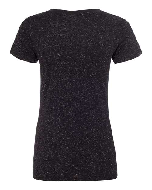 J. America 8136 Women’s Glitter V-Neck T-Shirt - Black/ Silver - back