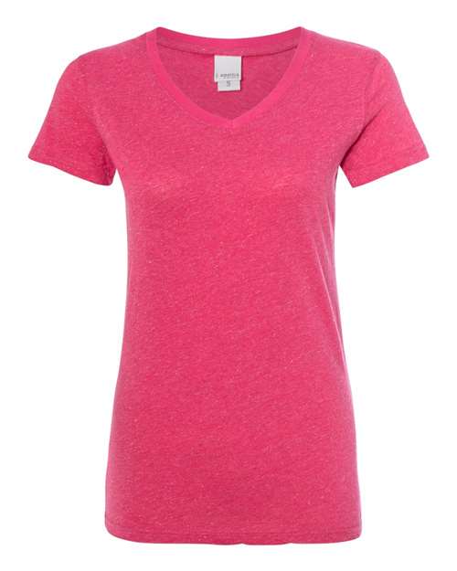 J. America 8136 Women’s Glitter V-Neck T-Shirt - Wildberry/ Silver - front