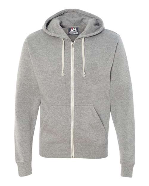J. America 8872 Men's Triblend Full-Zip Hooded Sweatshirt - Grey Triblend - front