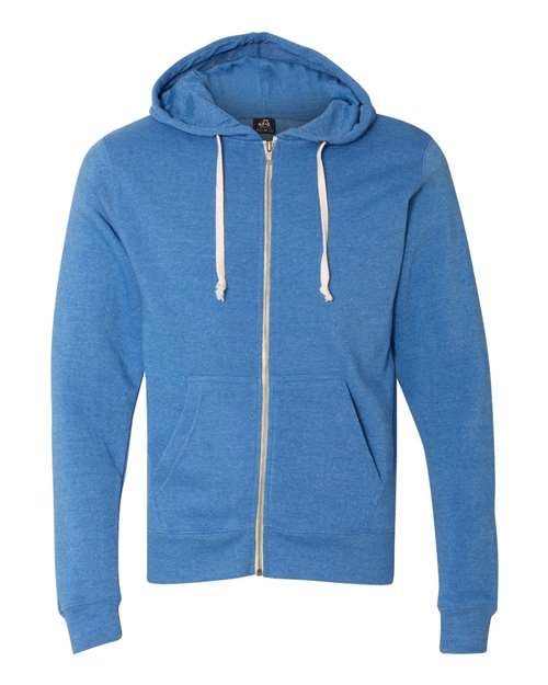 J. America 8872 Men's Triblend Full-Zip Hooded Sweatshirt - Cool Royal Triblend - front