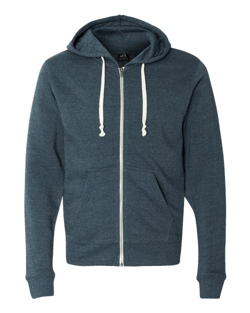 J. America 8872 Men's Triblend Full-Zip Hooded Sweatshirt - Navy Triblend - front