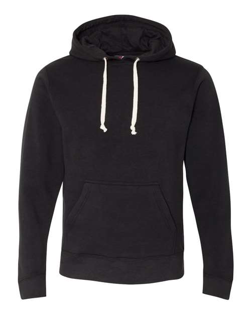 J. America 8871 Men's Triblend Fleece Hooded Sweatshirt - Black Solid - front