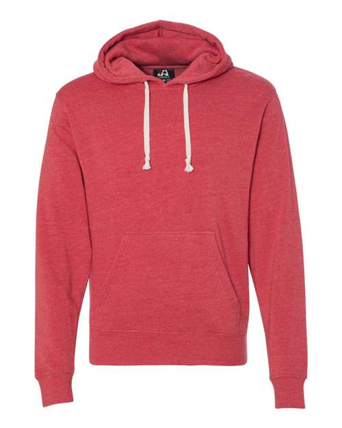 J. America 8871 Men's Triblend Fleece Hooded Sweatshirt - Red Triblend - front