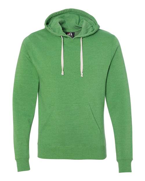 J. America 8871 Men's Triblend Fleece Hooded Sweatshirt - Green Triblend - front