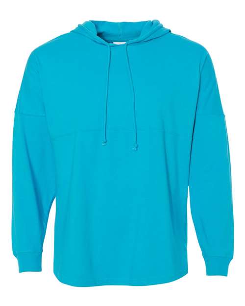 J. America 8228 Unisex Hooded Game Day Jersey T-Shirt - Maui Blue - front