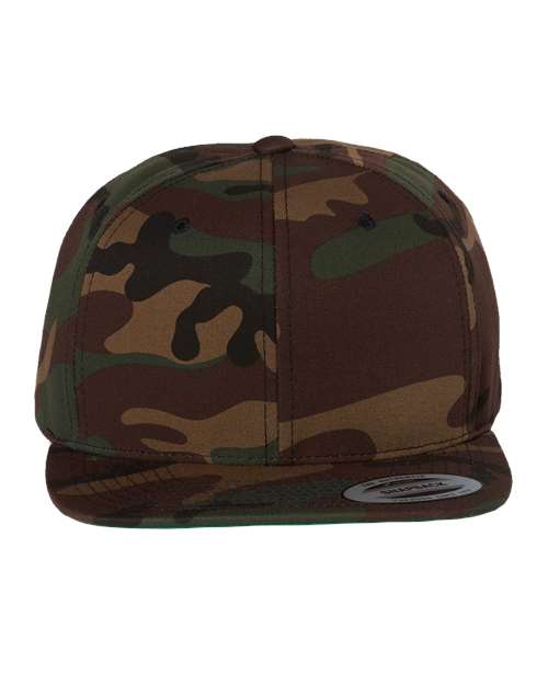 YP Classics 6089M Premium Flat Bill Snapback Cap - Green Camo - front