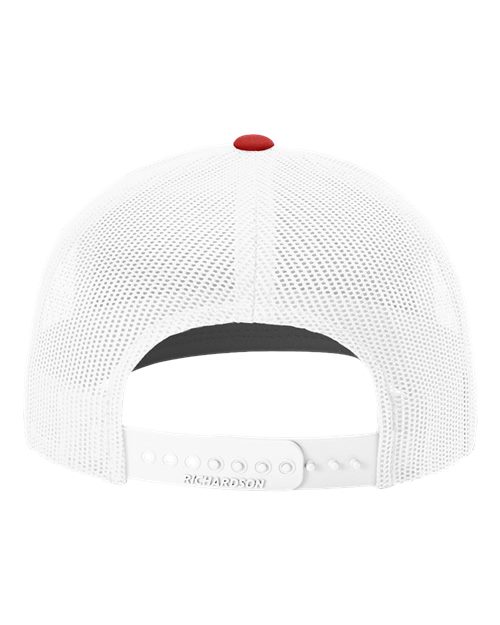 Richardson 112 Snapback Trucker Cap - Black/ White/ Red - back