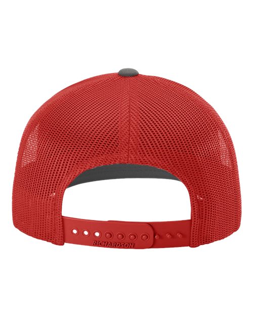 Richardson 112 Snapback Trucker Cap - Charcoal/ Red - back