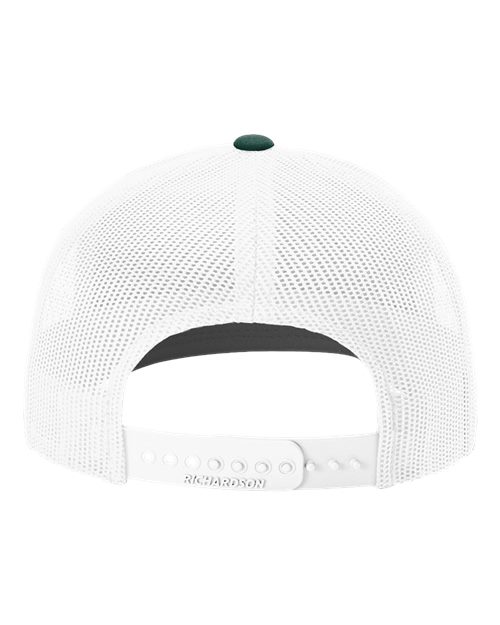 Richardson 112 Snapback Trucker Cap - Dark Green/ White - back