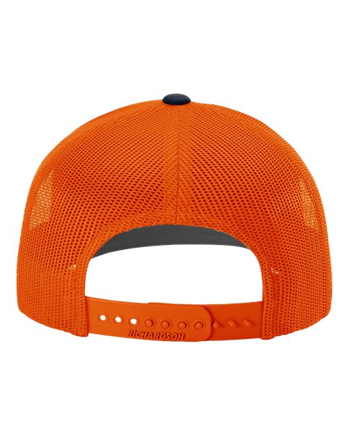 Richardson 112 Snapback Trucker Cap - Navy/ Orange - back
