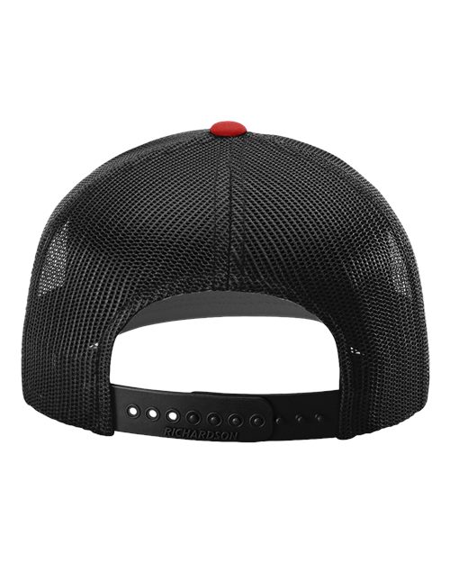 Richardson 112 Snapback Trucker Cap - Red/ Black - back