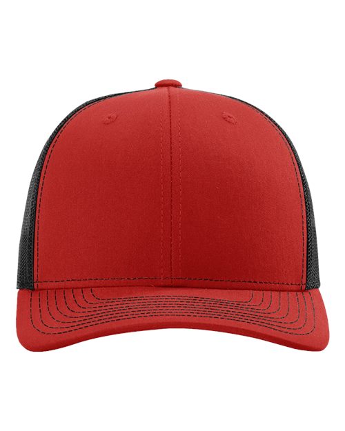 Richardson 112 Snapback Trucker Cap - Red/ Black - front