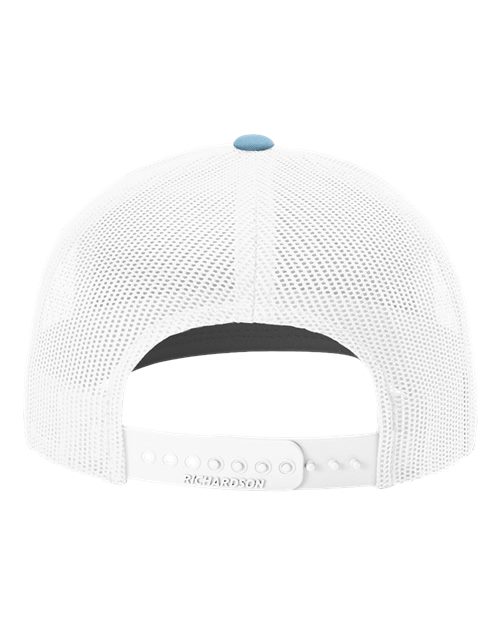 Richardson 112 Snapback Trucker Cap - Columbia Blue/ White - back