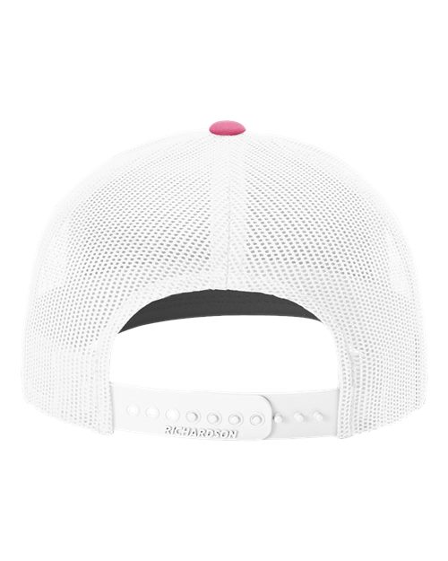 Richardson 112 Snapback Trucker Cap - Hot Pink/ White - back