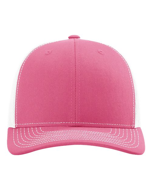 Richardson 112 Snapback Trucker Cap - Hot Pink/ White - front