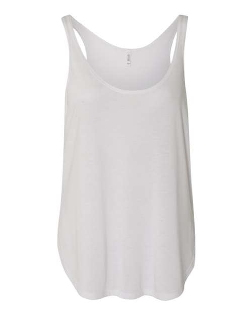 BELLA + CANVAS 8802 Women's Flowy Tank with Side Slit - White - front