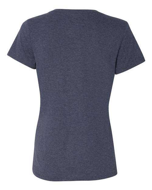 Hanes 42VT Women's Perfect-T Triblend V-Neck T-Shirt - Navy Triblend - back