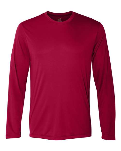 Hanes 482L Unisex Cool DRI® Long Sleeve Performance T-Shirt - Deep Red - front