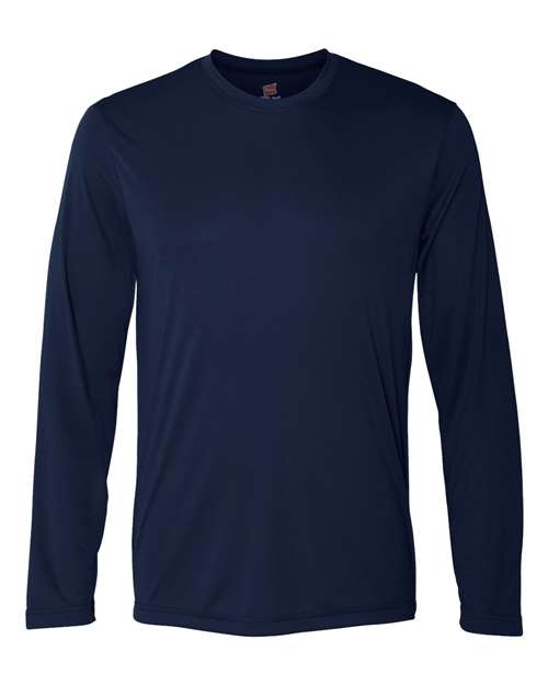 Hanes 482L Unisex Cool DRI® Long Sleeve Performance T-Shirt - Navy - front