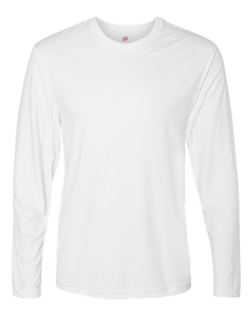 Hanes 482L Unisex Cool DRI® Long Sleeve Performance T-Shirt - White - front