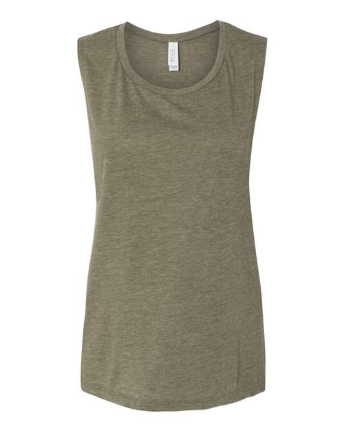 BELLA + CANVAS 8803 Women's Flowy Scoop Muscle Tank - Heather Olive - front