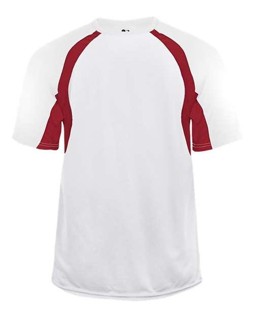 Badger 2144 Youth B-Core Hook T-Shirt - White/ Red - front