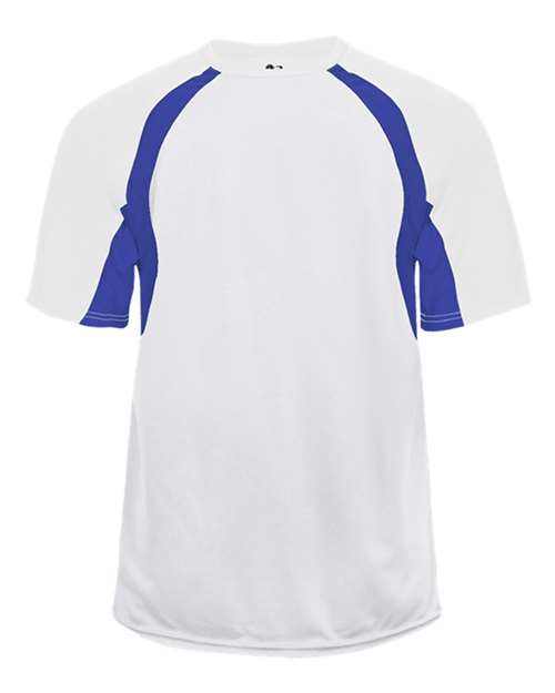 Badger 2144 Youth B-Core Hook T-Shirt - White/ Royal - front