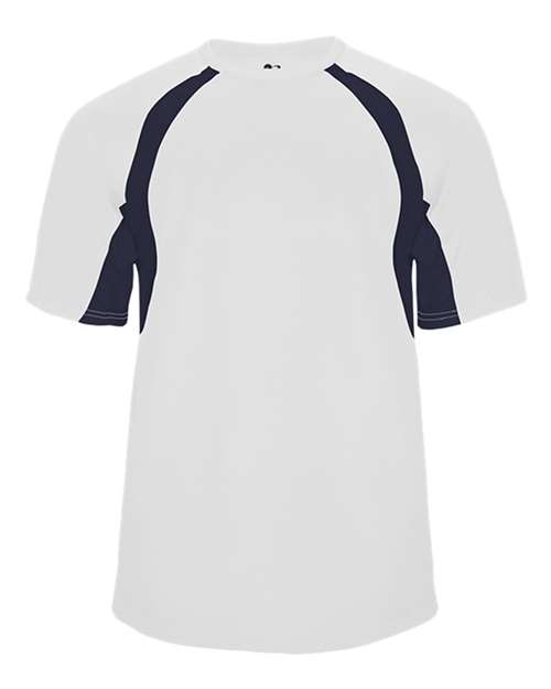 Badger 2144 Youth B-Core Hook T-Shirt - White/ Navy - front