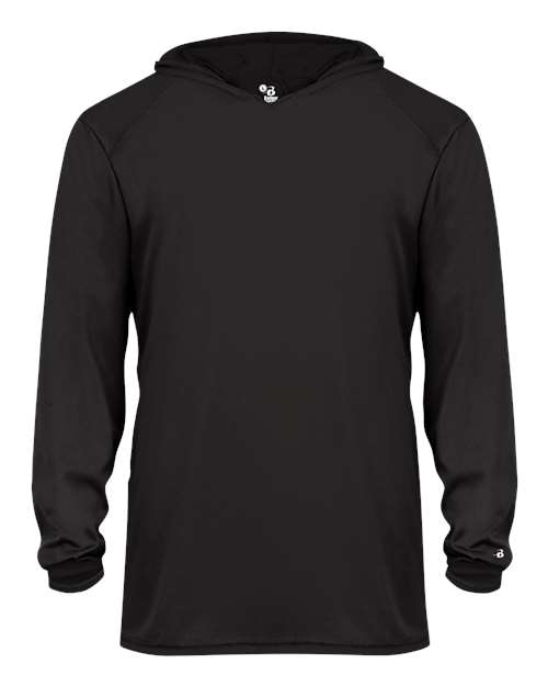 Badger 2105 Youth B-Core Hooded Long Sleeve T-Shirt - Black - front