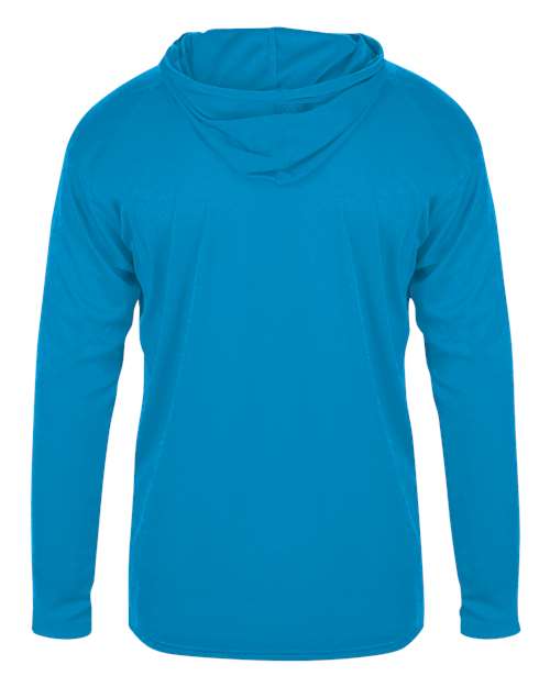 Badger 2105 Youth B-Core Hooded Long Sleeve T-Shirt - Electric Blue - back