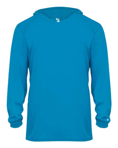 Badger 2105 Youth B-Core Hooded Long Sleeve T-Shirt - Electric Blue - front