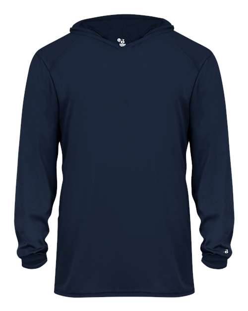 Badger 2105 Youth B-Core Hooded Long Sleeve T-Shirt - Navy - front