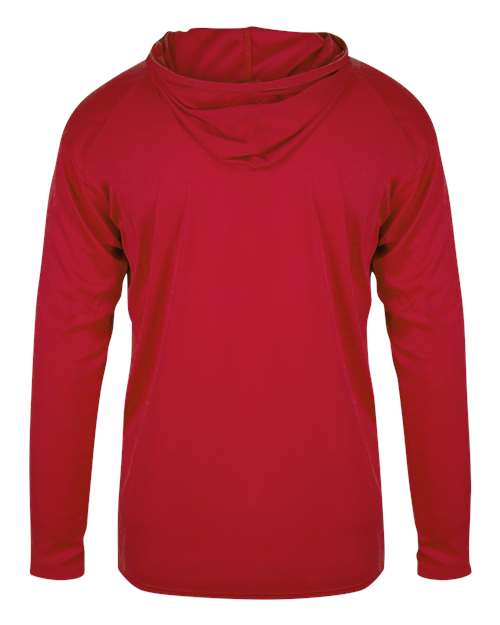 Badger 2105 Youth B-Core Hooded Long Sleeve T-Shirt - Red - back