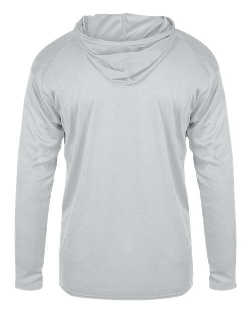 Badger 2105 Youth B-Core Hooded Long Sleeve T-Shirt - Silver - back