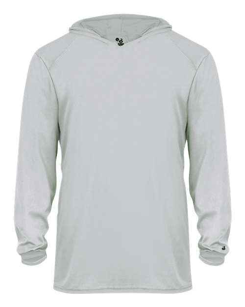 Badger 2105 Youth B-Core Hooded Long Sleeve T-Shirt - Silver - front