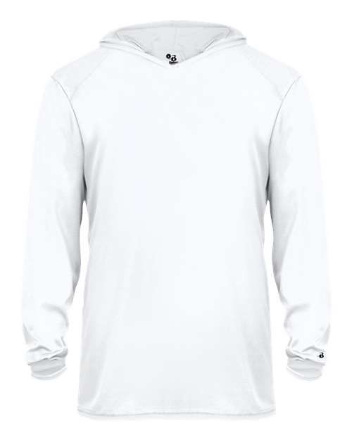 Badger 2105 Youth B-Core Hooded Long Sleeve T-Shirt - White - front