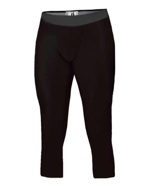 Badger 2611 Youth Compression Calf-Length Tights - Black - front