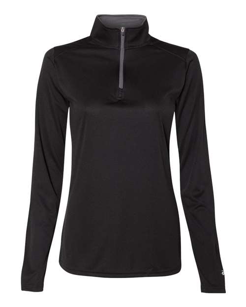 Badger 4103 Women’s B-Core Quarter-Zip Pullover - Black/ Graphite - front