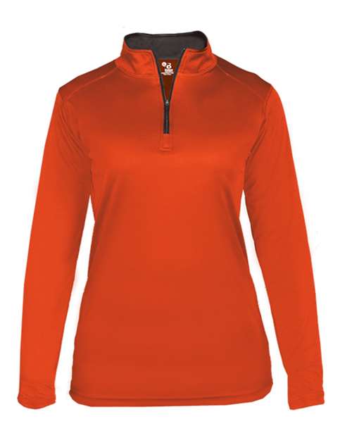 Badger 4103 Women’s B-Core Quarter-Zip Pullover - Burnt Orange/ Graphite - front